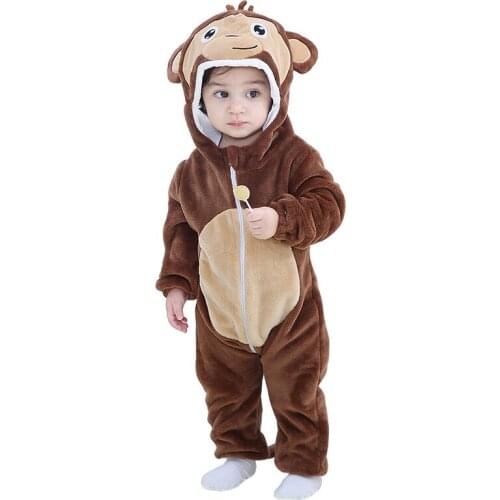 Newborn Baby Rompers Pajamas Autumn Winter Cute Cartoon One-Pieces Fleece Warm Bodysuits Boys Girls Crawl Clothes Jumpsuit 0-24M