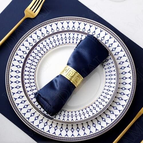 European Style Bone China Plate Western Steak Plates Dining Table Breakfast Bread Dish Restaurant Serving Tray Kitchen Cutlery