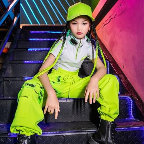 Hip Hop Dance Outfit Green Girl Sets Cheerleader Uniform Rave Clothes Festival Clothing Stage Costume Jazz Dancewear DL7701