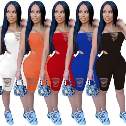 Echoine Summer Women Sexy Cut Out Active Tracksuit Solid Strapless Crop Tops and Knee Length Leggings 2 Two Piece Set Outfits