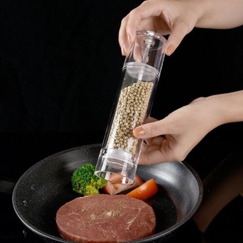Stainless Steel Salt And Pepper Mill Manual Food Herb Grinders Acrylic Spice Jar Containers Kitchen Gadgets Cooking Tools