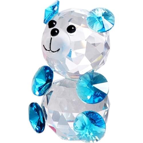 Handmade K9 Crystal Colorful Bear Miniature Figurine Glass Craft Animal Paperweight Home Decor Wedding Gift Ornament Kids Toy