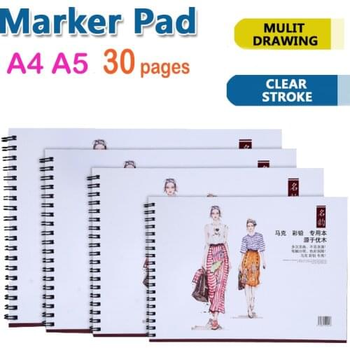 Kemila A4A5 sketch book Marker Pad Supplies 30 Sheets Marker Book Student Coloring Design Notebook Set Cute Draw book School