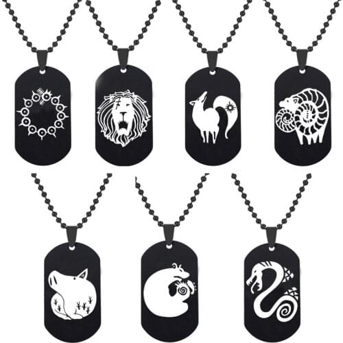 New Anime The Seven Deadly Sins Pendant Necklace Meliodas Escanor Stainless Steel Punk Chain Necklaces for Men Women
