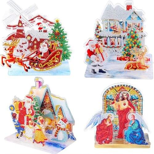 New Special Shaped Diamond Painting Christmas 3D Three-dimensional Puzzle picture Cross Stitch Crystal Kits Home Decor