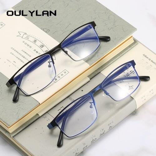 Oulylan Anti Blue-ray Finished Myopia Glasses Frames Women Men Metal Business Eyeglasses Shortsighted Eyewear -1.0 2.0 to -4.0