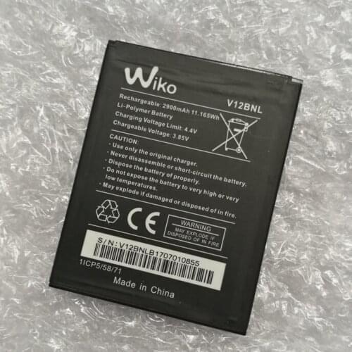 2pcs/2900mAh 3.85V original Battery For Wiko V12BNL Mobile Phone Batterie Bateria Replace Parts