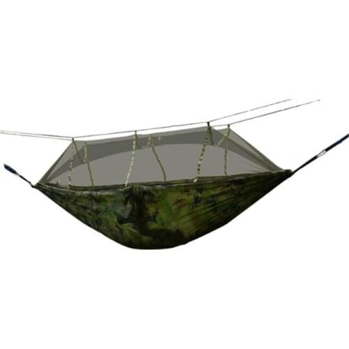 Parachute cloth camping mosquito net camouflage hammock portable anti-mosquito hammock dual-purpose tent camp tool