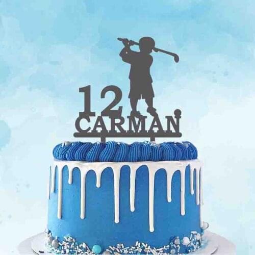 Personalized Golf Cake Topper Custom Name Age Cool Boy Playing Golf Cake Topper For Kids Birthday Party Cake Decoration Topper