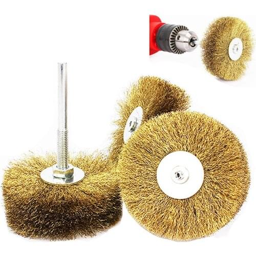 1Pc 90mm Polishing Wheel Copper wire Brush For Mini Drill Rotary Tools For wood carving Disc