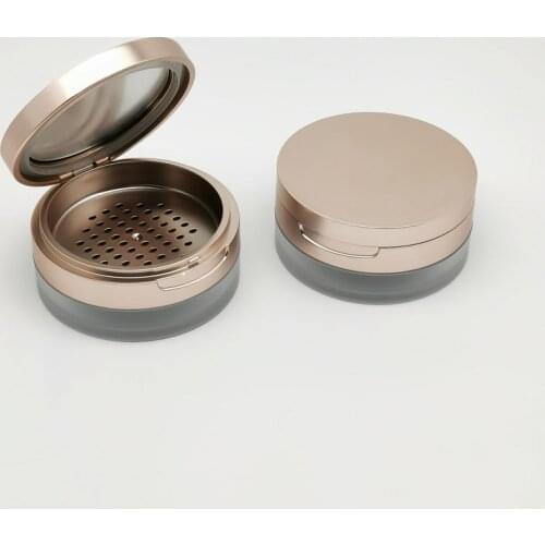 Empty 8g rose gold double layer loose powder box with powder puff powder case 20pcs