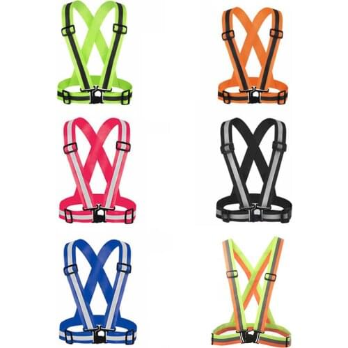Adjustable Safety Security High Visibility Reflective Vest Unisex Outdoor Elastic Strap Jacket Fit For Running Cycling Sport