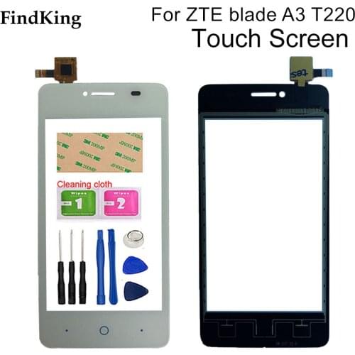 4'' inch Touch Screen Front Glass For ZTE Blade A3 T220 Touch Screen Glass Digitizer Touch Panel Sensor Tools Adhesive
