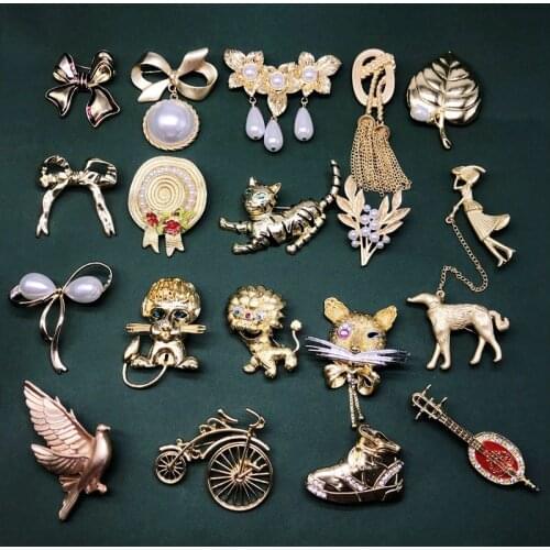 Alloy Geometric Cute Animal Bow Leaf Birds Brooches Decoration Accessories