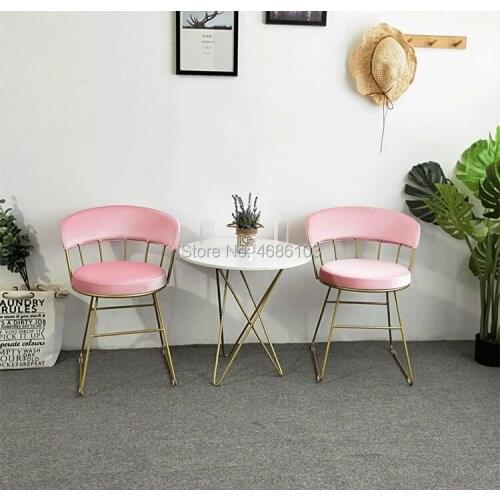 Princess Pink Nail Chair Girl Makeup Iron floor modern chair lounge chair living room chair bedroom home furniture