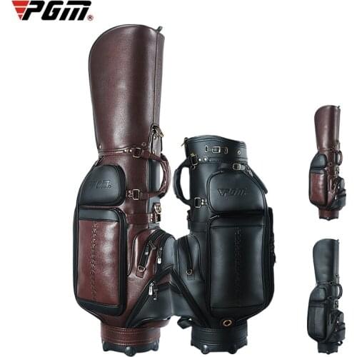 PGM Real Leather Golf Cart Bag Golf Club Bag Genuine Golf Bag