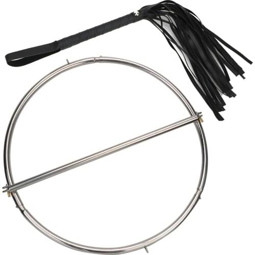 Female Slave SM Product Training Stainless Steel Knee Lock Round Shape with whip and Lock Hip Lock Adult Game