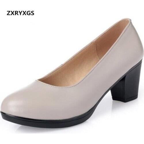 Hot 2021 New Fashion Spring Autumn Shoes Womens Shoes Work Stewardess Women High-heeled Shoes Real Genuine Leather Shoes Black