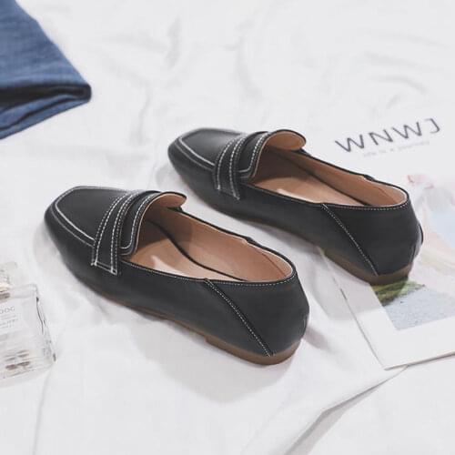 2021 Summer New Casual Flat Bottom Loafers Square Toe Plus Size Women Shoes 41 42 43