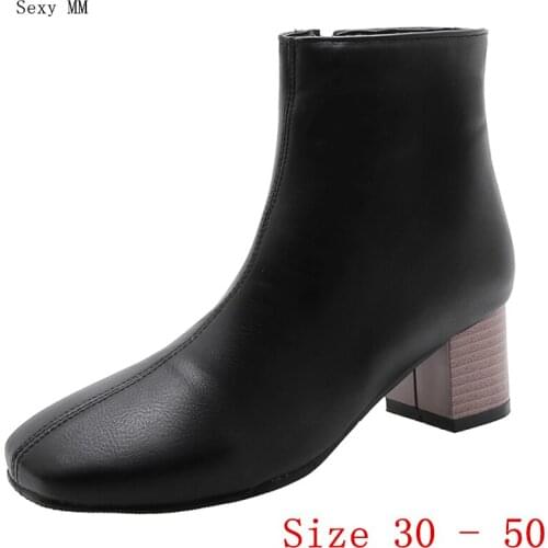 Spring Autumn Women Ankle Boots High Heel Shoes Woman Short Boots Small Plus Size 30 - 50