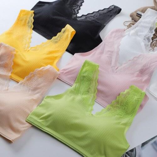 Sexy Lace Bra for Women Shoulder Strap Bralette Beautiful Back Seamless Anti-glare Push Up Bra No Steel Ring Underwear Women