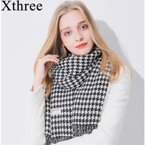 Xthree 180* 75 winter Women Scarf Shawls Scarves for Women Luxury Scarf Winter Brand Soft Cashmere Scarf stripe lady