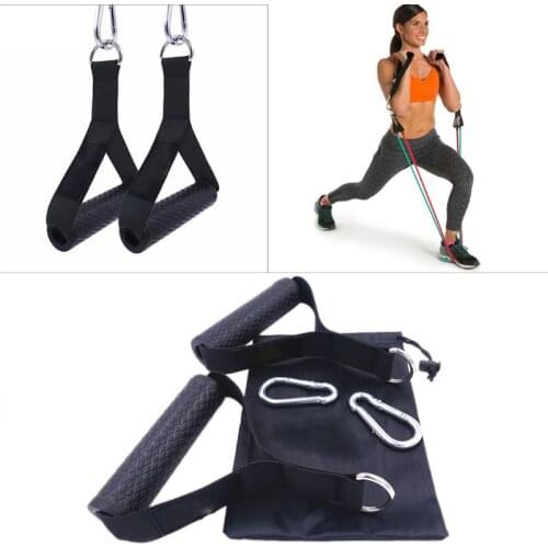1 Pair Gym Resistance Bands Handles Anti-slip TPR Grip Strong Nylon Webbing Fitness Heavy Duty Cable Machine Workout Equipment