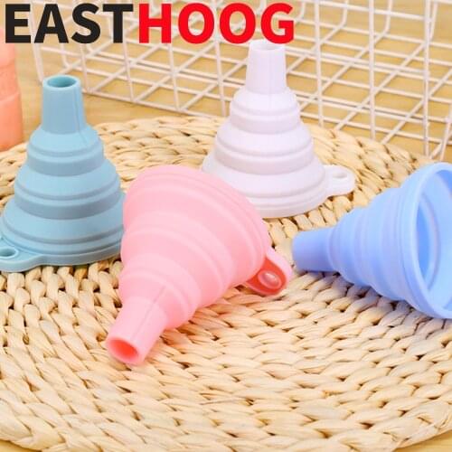 1pc Mini Silicone Eco Styling Gel Foldable Collapsible Funnel for Cans Hopper Cooking Tool Kitchen Goods for Kitchen Accessories