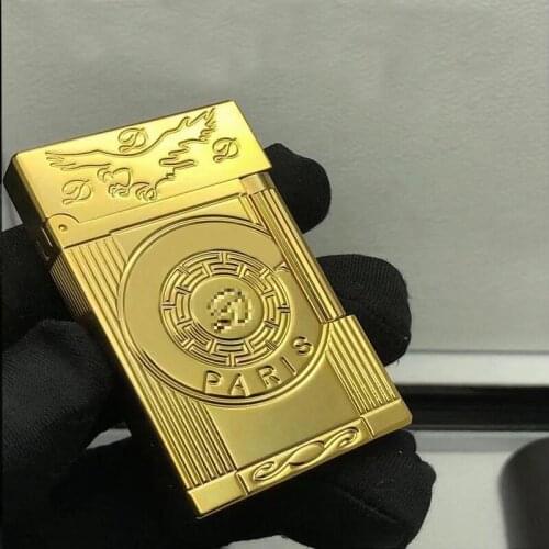 100% new vintage dupont gas lighter gas cigarette lighter polished jet gasoline flint lighter metal gas lighter