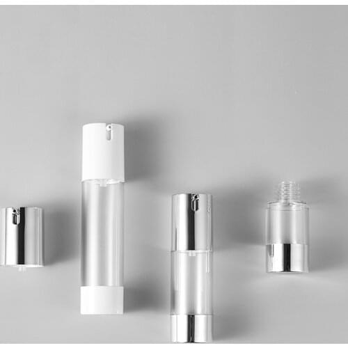 20pcs 15ml 30ml 50ml White Silver Empty Airless Pump bottles Mini Portable Vacuum Cosmetic Lotion Treatment Travel bottle