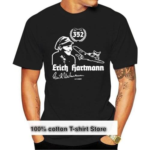 2019 Customized Brand O-Neck Erich Hartmann Me109 Luftwaffe Ritterkreuz Trager Fliegerass Unterschrift Top Tee T Shirt