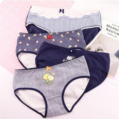 4PCS/Lot Children Cotton Underwear Young Girls Briefs Solid Low Waist Short Briefs Comfortable Ladies Panties TWY-369-4p