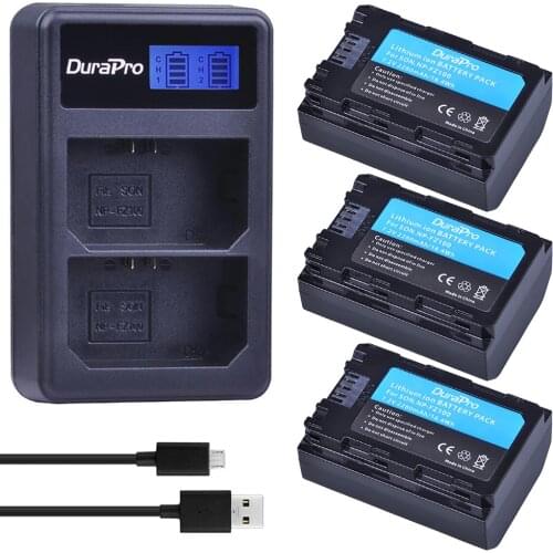 3PC 2280mAH NP FZ100 Battery + LCD Charger for Sony NP-FZ100 BC-QZ1 Alpha 9, A7RIII, ILCE-7RM3 for Sony A9, A9R, Alpha 9s Camera