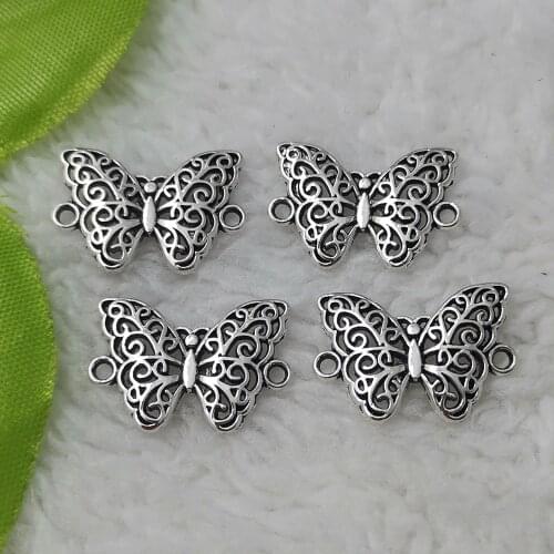 Free Ship 352 pcs Antique silver butterfly connectors 21x14mm