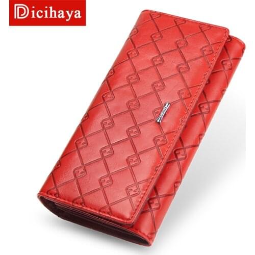 DICIHAYA Brand Genuine Leather Women Wallets Luxury Famous Brand Wallets for Women Coin Purses Holders Ladies Wallet Long Purses