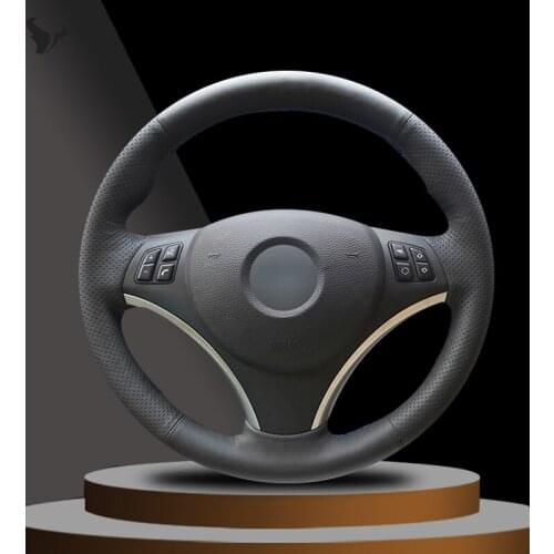 Black Artificial Leather Car Steering Wheel Cover for BMW E90 320i 325i 330i 335i E87 120i 130i 120d
