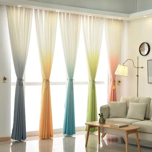 Gradient Curtains for Living Room Kitchen Bedroom Decoration Sheer Voile Drapes Window Treatment