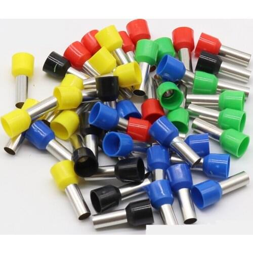 50pcs E0508 E1008 E1508 E2508 E7508 Tube insulating Insulated terminals 10MM2 Cable Wire Connector Insulating Crimp Terminal