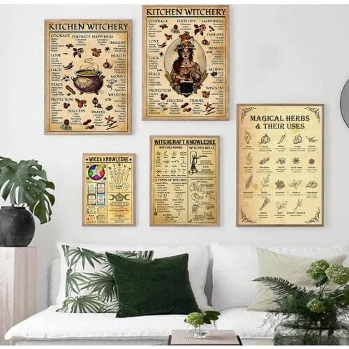 Canvas Painting Witch Blessing Knowledge Wall Art Witchcraft Fun Poster And Print For Living Room Kitchen Home Decoration