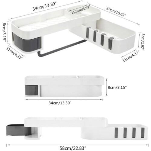 Kitchen Rotating Wall Shelves Bathroom Wall Mounted Hole Free Storage Rack N58A