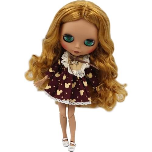 1/6 Blyth doll Black skin Matte face Joint body Brown hair. No.BL0635
