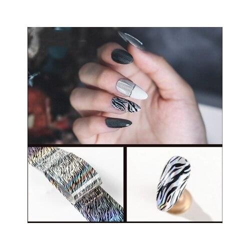1 Roll 100M Laser Zabra Nail Foils for Nails Transfer Paper Marble Stone Sticker Holographic Manicure Set DIY Nail Decorations