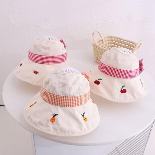 Summer Kids Sunhats Baby Girls Bucket Hat Bow Cute Sunscreen Sunshade Hat Beach Sun Hat Children Outdoor Caps Sun Protection