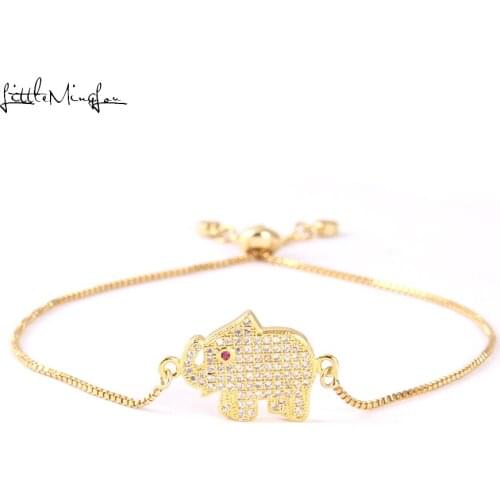 Little MingLou Men Bracelet CZ zircon Elephant Charm Adjustable Link Chain women bracelets & bangles for women Jewelry