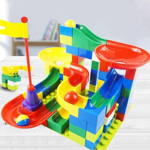 Marble Race Run DIY Maze Balls Building Blocks Duploed Funnel Slide Big Size Building Blocks Bricks Kids Gift Plastic Funnel Sli