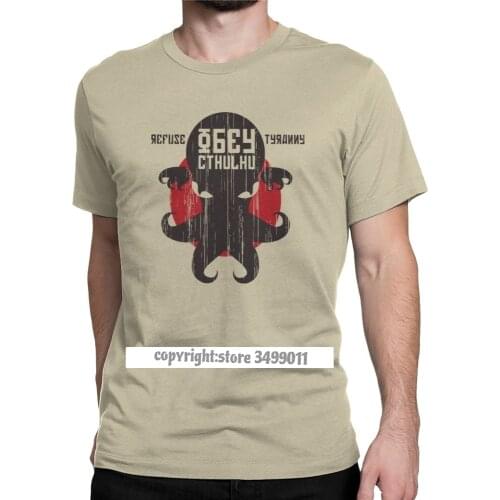 Refuse Tyranny Cthulhu Tshirts Men Cotton Cool Tee Shirts Round Collar Tee Shirt 2020 New Arrival Camisas Hombre Tops