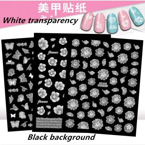 Newest CC-014 Transparent flower 3d nail manicure self adhesive DIY decal decoration tools design nail stickers