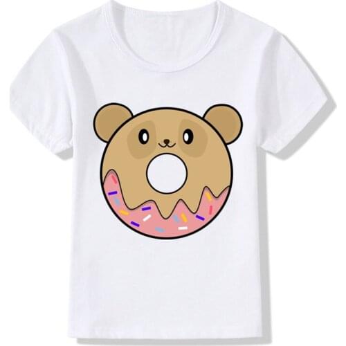 2019 Newest Children Cute Donut Bear Print Funny T-Shirts Kids Summer Tops Girls Boys Short Sleeve T shirt Baby Clothes,ooo2093