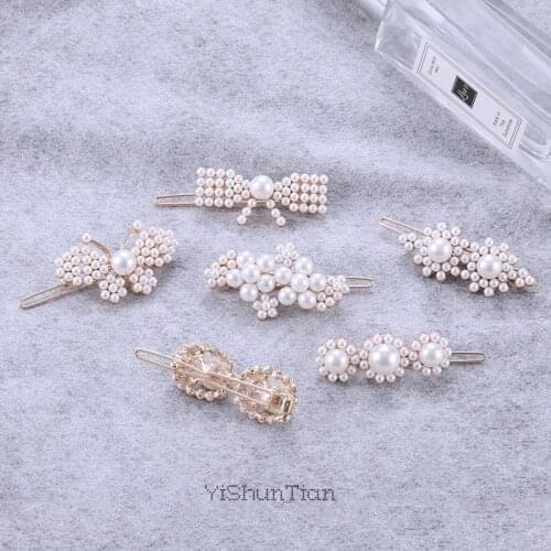 YVLAH New Pearl Hair clip Flower Butterfly Wave Headdress For Women Girl