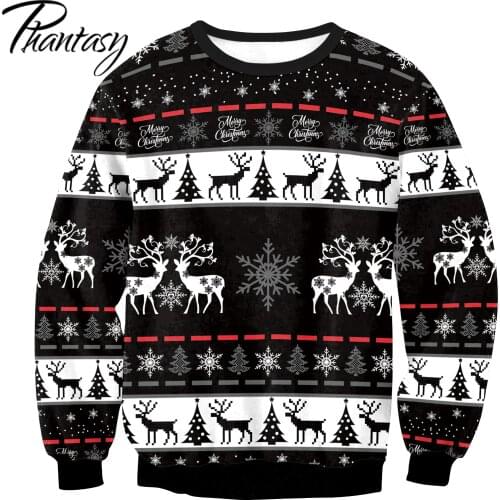 Phantasy Unisex Sweatshirt Christmas Cat Dog Sweatshirts Hoodies Casual Couple Blouse Shirt Women Men Xmas Printed Gifts